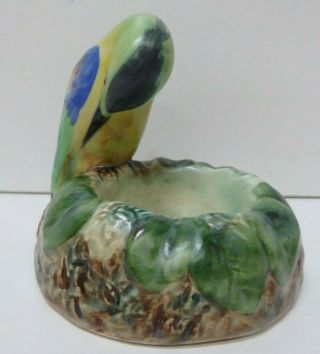 Vintage Radford England Pottery Bird Statue Bowl Art Deco Parrot Figurine