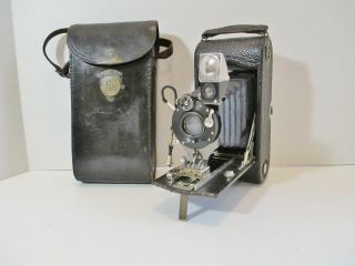 Antique Eastman Kodak Folding Pocket Camera & Case No.  1a Early 1900s Made Usa