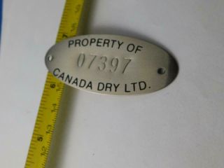 Canada Dry Soda Pop Ginger Ale Vintage Case Display Tag Number Property Of