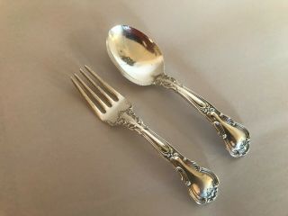 Antique Sterling Silver Gorham Chantilly Baby Spoon & Fork No Monogram