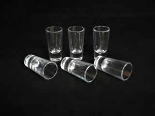 Vintage 3 " Tall Marked Santos Clear Heavy Glass Shot Glasses - Set Of Six (6)