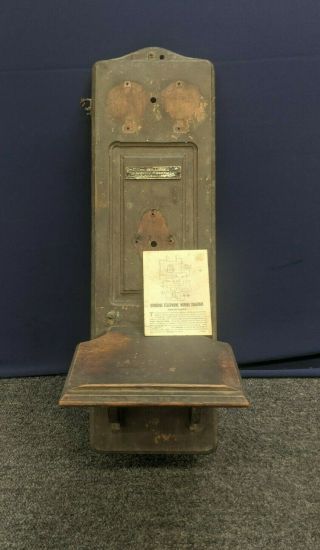 The Williams Electric Antique Wall Phone Telephone Wood Wooden Case Hand Crank