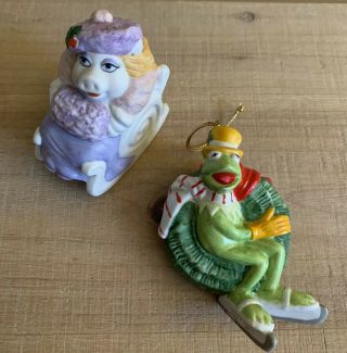 Vintage Jim Henson Muppets Kermit & Miss Piggy Christmas Ornaments,  Ha 1980