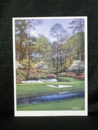 Larry Dyke Hole 12 At Augusta National Masters Golf Lithograph Vertical