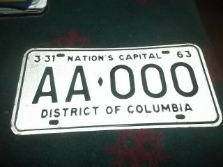 Washington D,  C,  Sample License Plate 1963
