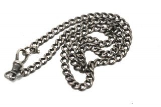 A Great Antique Victorian Sterling Silver 925 Hb Designer Albert Chain Necklace