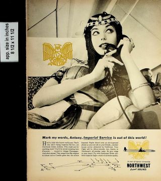 1958 Northwest Orient Airlines Imperial Service Eqyptian Vintage Print Ad 7716