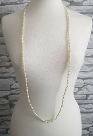 Vintage Long Faux Pearl Necklace Costume Jewellery Jewelry Vtg