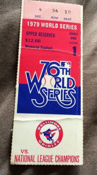 1979 World Series Game 1 Ticket Stub - Pittsburgh Pirates Vs Baltimore Orioles