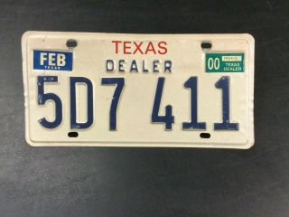 Vintage 2000 Texas Dealer License Plate Embossed Steel Expired 5d7 411