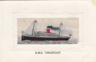 Vintage Silk Postcard Of Rms Virginian - Allan Line