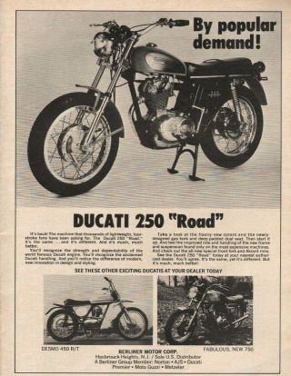 1972 Ducati 250 " Road " - Vintage Motorcycle Ad