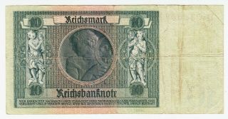 1929 Germany 10 Reichsmark 03160829 Vintage Nazi Money Banknote Third Reich 2