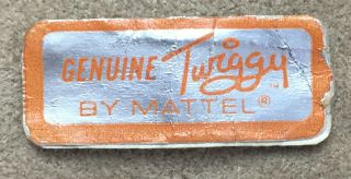 Vintage 1960s Mattel Twiggy Orange And Silver Foil Wrist Tag Japan