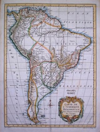 1757 Fine Large Bellin Map Of South America