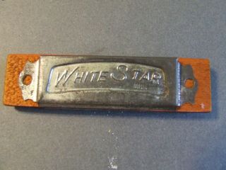 Vintage Wood Tin Toy Harmonica White Star Japan