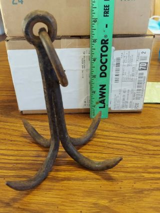 Vintage Antique Iron Hand Forged 4 Prong Primitive W Ring,  Trap Drag Farm Tool