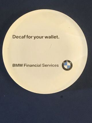 Classy Vintage 3 BMW Drink Coasters In Holder Financial Services Retro 3