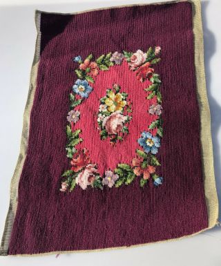 Vintage Preworked Needlepoint Tapestry Canvas Embroidered Flowers Luxury Canvas
