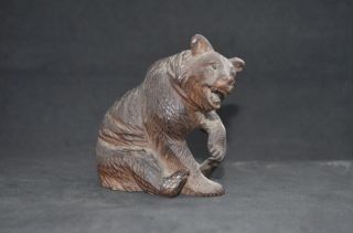 Bavarian Black Forest 1920s Hand Carved Wooden Brown Bear