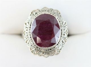 Vintage Bali Natural Ruby Sterling Silver 925 Ring Wire Ball Work Design Retro 8