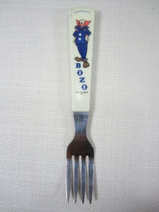 BOZO the Clown Fork Spoon Vintage 2 - pc Set White Plastic Handle Stainless Steel 2