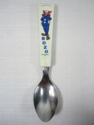 BOZO the Clown Fork Spoon Vintage 2 - pc Set White Plastic Handle Stainless Steel 3
