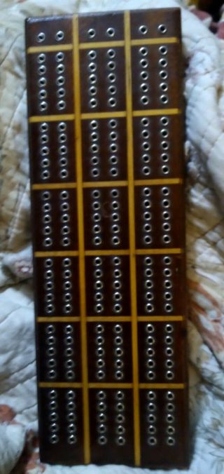 Vintage Cribbage Board Hand Crafted Walnut Game