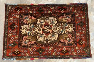 Authentic Hand Knotted Vintage Afghan Balouch Pictorial Wool Area Rug 4 X 2 Ft