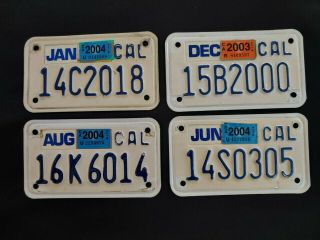 4 California Motorcycle License Plates - Embossed