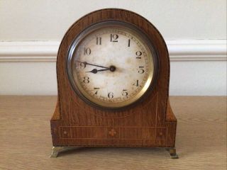 Edwardian Inlaid Wooden French Mantle Clock Duverdrey & Bloquel Bayard