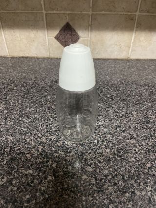 Vtg 6 " Gemco Sugar Shaker Dispenser Clear Glass With White Plastic Top