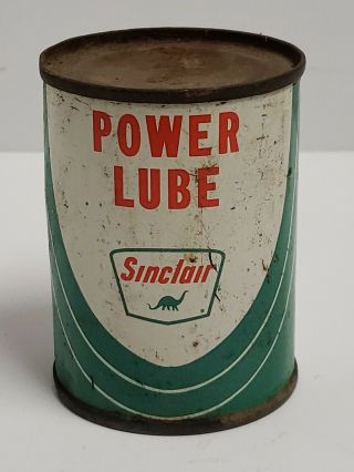 Vintage Sinclair 4 Oz Power Lube Oil Can - Handy Oiler Size Tin W Dino Fair Con