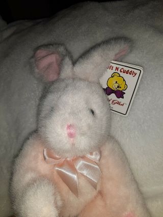 Vtg Nos Chrisha Playful Plush 12 " Pink Baby Bunny Rabbit 1988 Plush Htf Toy