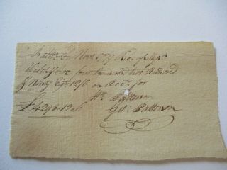 Antique Early American Document Letter Signed Patterson 1779 18th Century