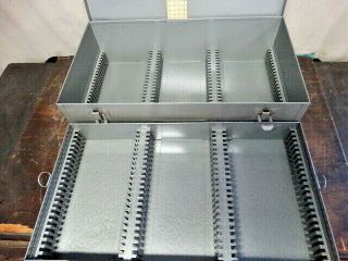 Vintage Brumberger Metal Double Tray Slide / Film Box 4 " Film & Slide Slots