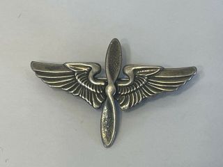 Vintage Wwii " Coin Silver " Us Army Air Forces 1 - 1/2 " Pin Back Pilot Cadet Wings