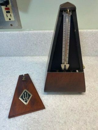 Vintage Wittner Taktell Metronome Wood Mahogany Made In Germany Mcm Mid Century