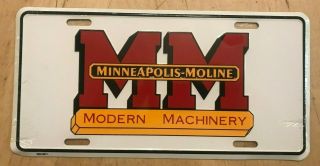 Vintage Minnesota Minneapolis Moline Modern Machinery Booster License Plate Mn