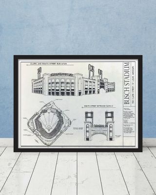 Busch Stadium Blueprint St Louis Architecture Cardinals Baseball Wall Gift Decor