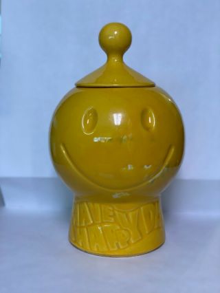 Vintage Have A Happy Day Cookie Jar (smiley Face) By Mccoy No.  235