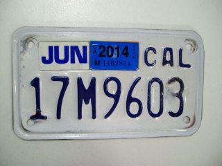 California State Motorcycle Tag License Plate Expired June 2014