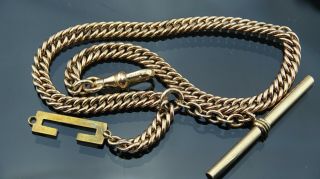 Antique Heavy Gold Filled Pocket Watch Curb Chain Fob Letter C/t - Bar/ 22 Gram