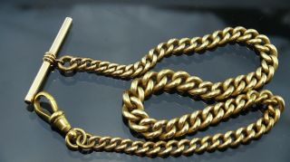 Antique Gold Filled Pocket Watch Curb Chain/t - Bar/ 27 Gram/12.  5 Inches