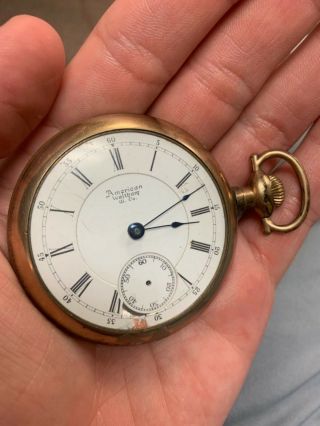 Antique American Waltham Watch Co.  Gold Filled Pocket Watch Repair Or Parts
