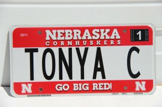 Nebraska License Plate University Of Nebraska Cornhuskers Tonya C Go Big Red