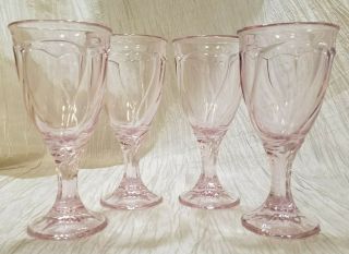 Vintage Noritake Sweet Swirl Pink Wine Glasses - Set Of 4,  Circa 1980s