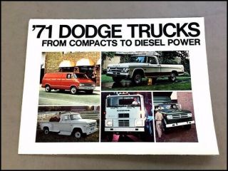 1971 Dodge Pickup Truck And Van Vintage Sales Brochure Poster