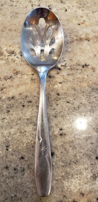 Vintage Mcm Wallace Stainless Steel North Star Atomic 8 " Slotted Serving Spoon