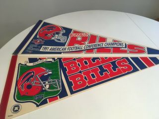 1991 Buffalo Bills Afc Champs & 1992 Buffalo Bills Wincraft Nfl Felt Pennants